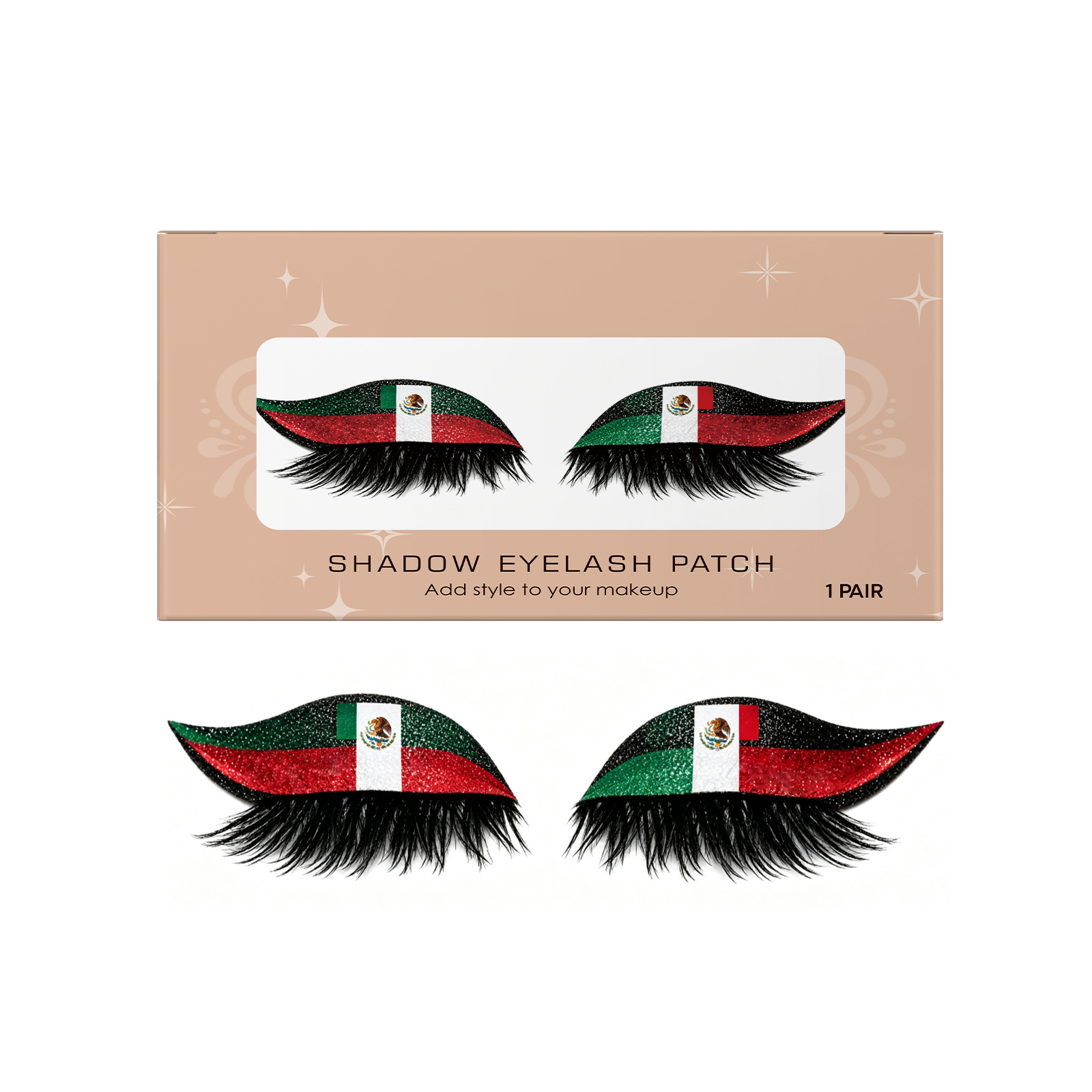 TORVIKX Mexican Flag False Eyelashes Lightweight Comfortable 3D Curled Natural Looking Easy To Apply False Eyelashes_voghion.com