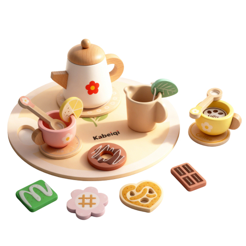 Dowmoo 木质下午茶玩具（花朵） 角色扮演启蒙手部灵活锻炼可爱过家家玩具