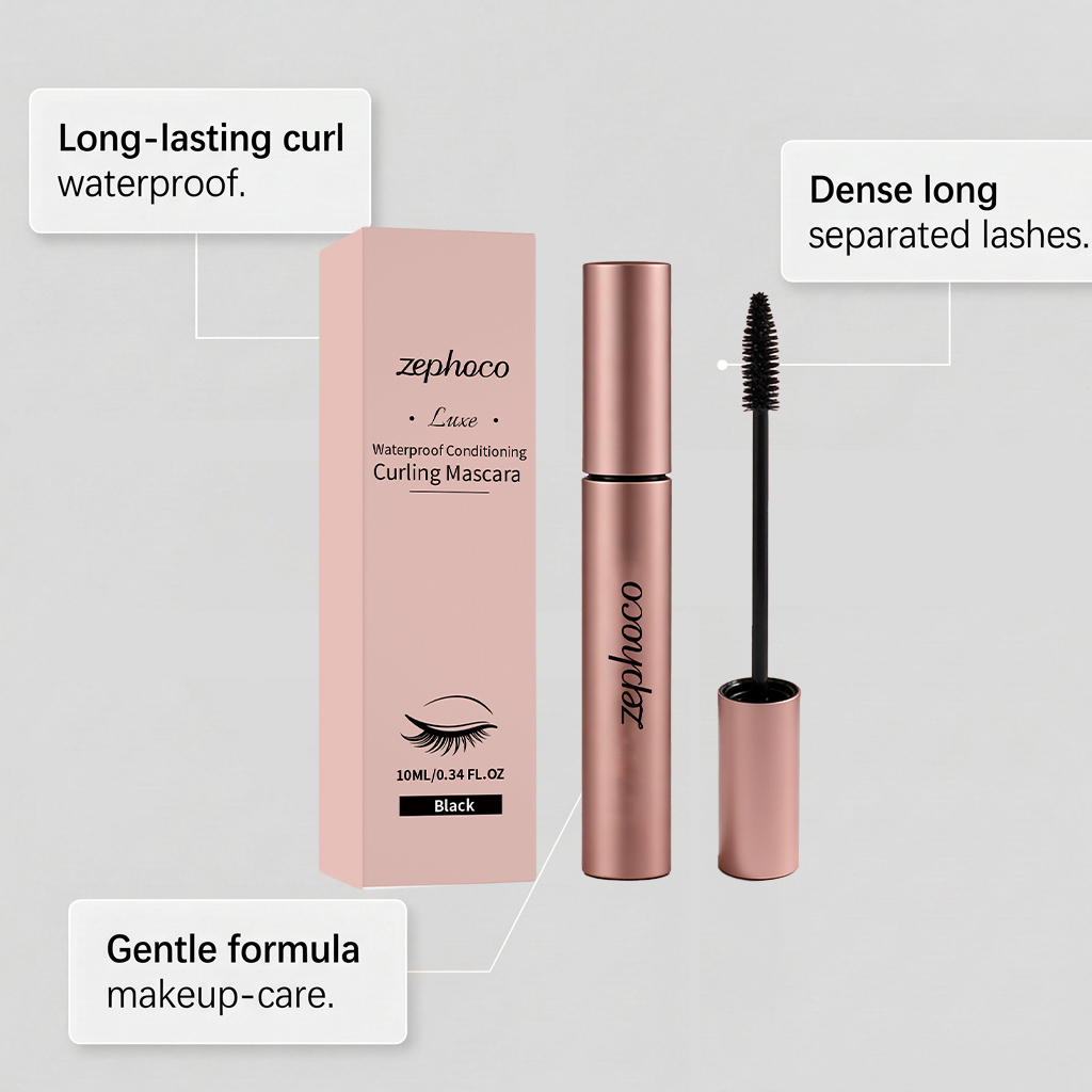 Zephoco Waterproof Mascara Black Long Lasting And Curled Lashes_voghion.com