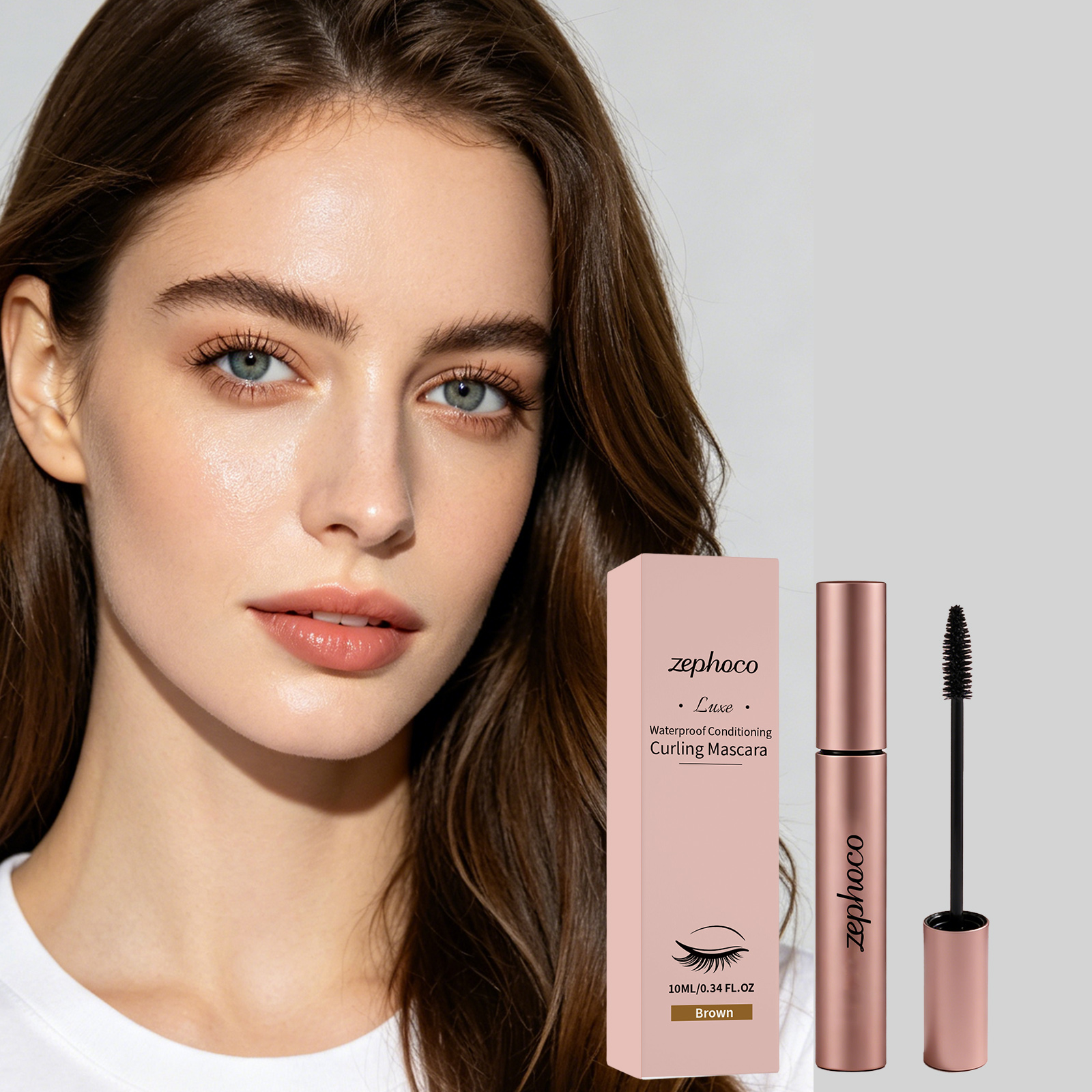 Zephoco mascara waterproof marron pour cils longs et courbes_voghion.com