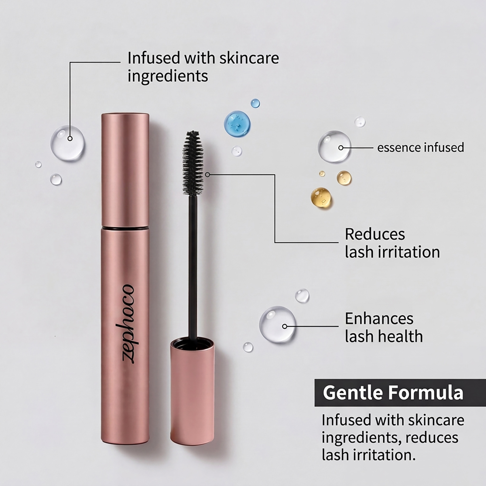 Zephoco mascara waterproof marron pour cils longs et courbes_voghion.com