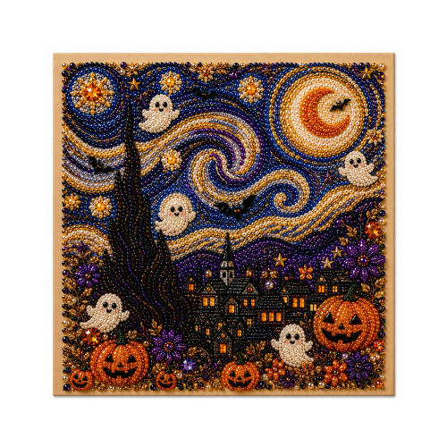 Dowmoo 珍珠万圣节壁画套装-星月夜 假日家庭DIY多款3D立体复古万圣壁画