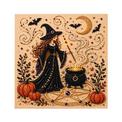 Dowmoo 珍珠万圣节壁画套装-单人女巫魔法坩埚 假日家庭DIY多款3D立体复古万圣壁画