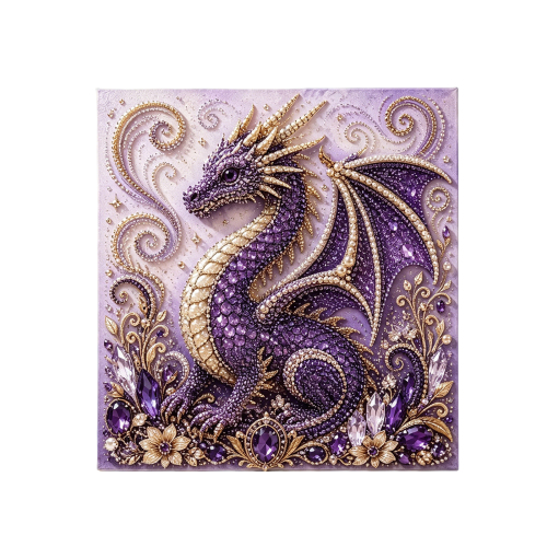 AMZ 龙钻艺术绘画套装-紫龙 DIY 手工点钻立体3D艺术氛围精美家居装饰用品