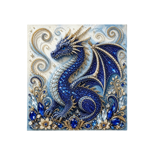 AMZ 龙钻艺术绘画套装-蓝龙 DIY 手工点钻立体3D艺术氛围精美家居装饰用品
