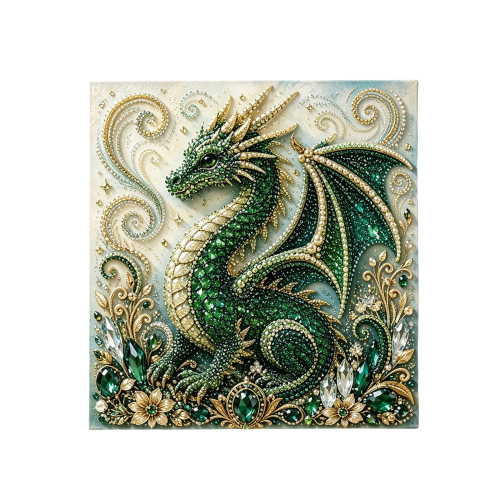 AMZ 龙钻艺术绘画套装-绿龙 DIY 手工点钻立体3D艺术氛围精美家居装饰用品