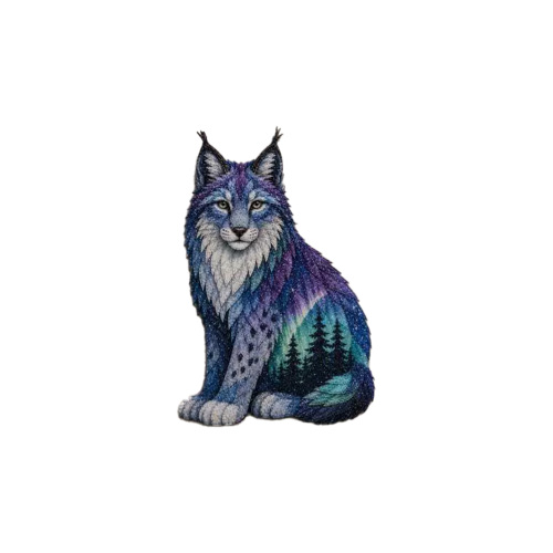 AMZ 极光猞猁山猫布艺拼贴 DIY 材料包 工具全免裁双图闪面材料包