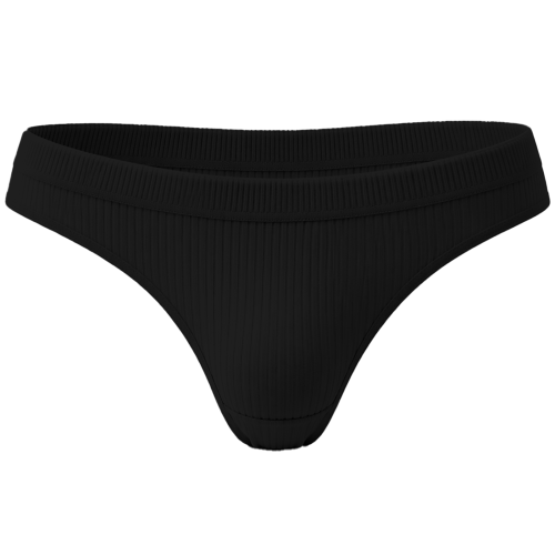 Zeriluna 性感罗纹丁字裤（黑色）舒适透气亲肤柔软面料贴合身形简约百搭设计