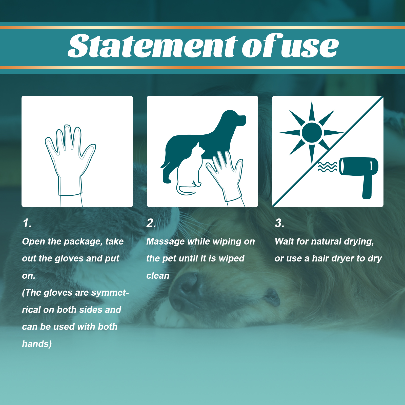 Yegbong Pet No-Rinse 10pcs Dog Cat And Deodorizing Dry Cleaning Sensory Care Gloves_voghion.com