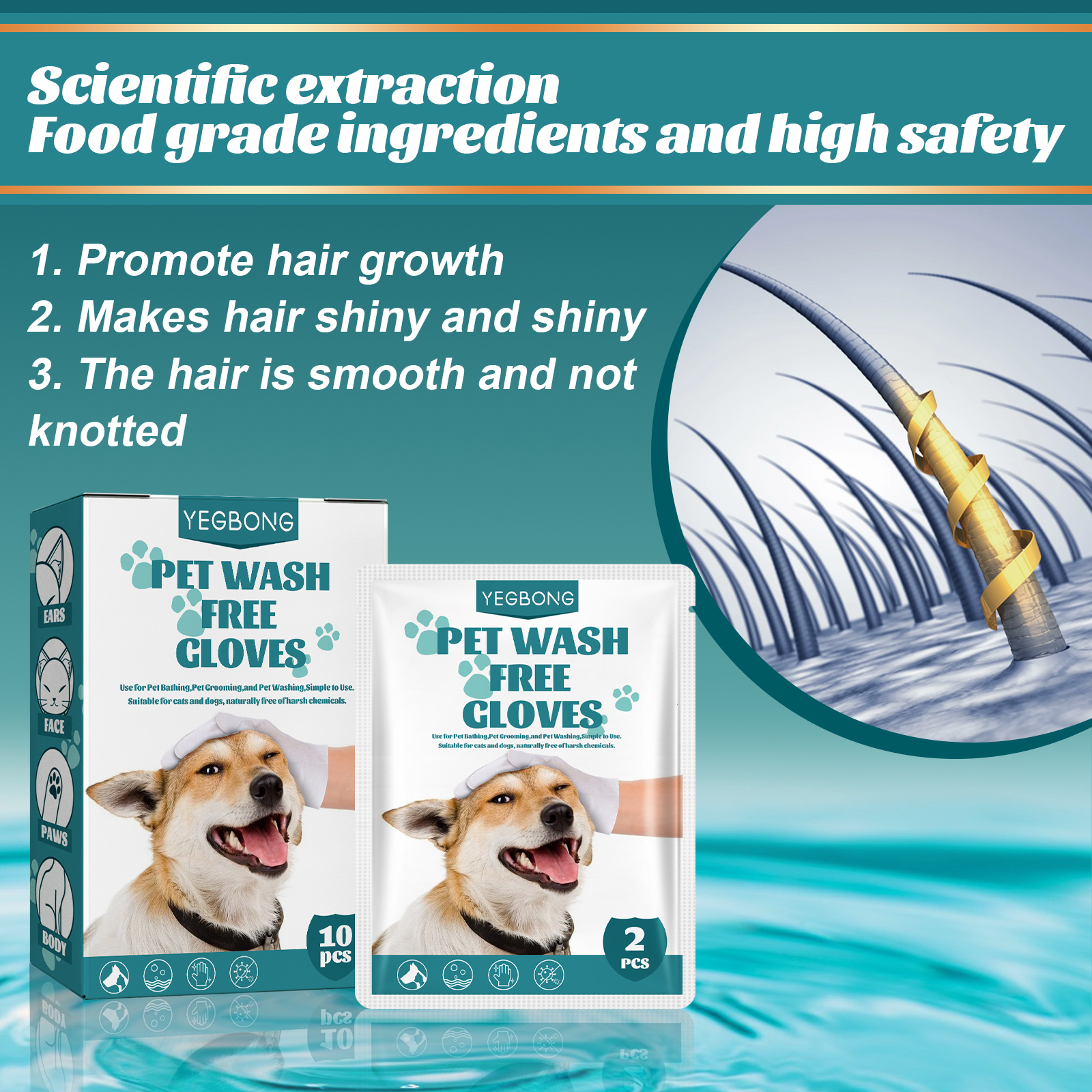 Yegbong Pet No-Rinse 10pcs Dog Cat And Deodorizing Dry Cleaning Sensory Care Gloves_voghion.com