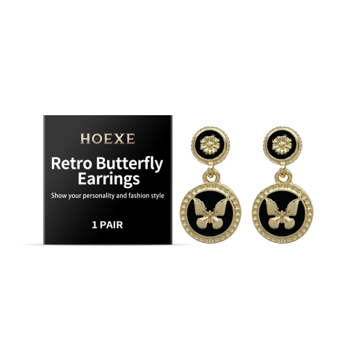 Hoexe 复古蝴蝶耳环 时尚个性魅力小众设计感轻盈装饰简约耳环