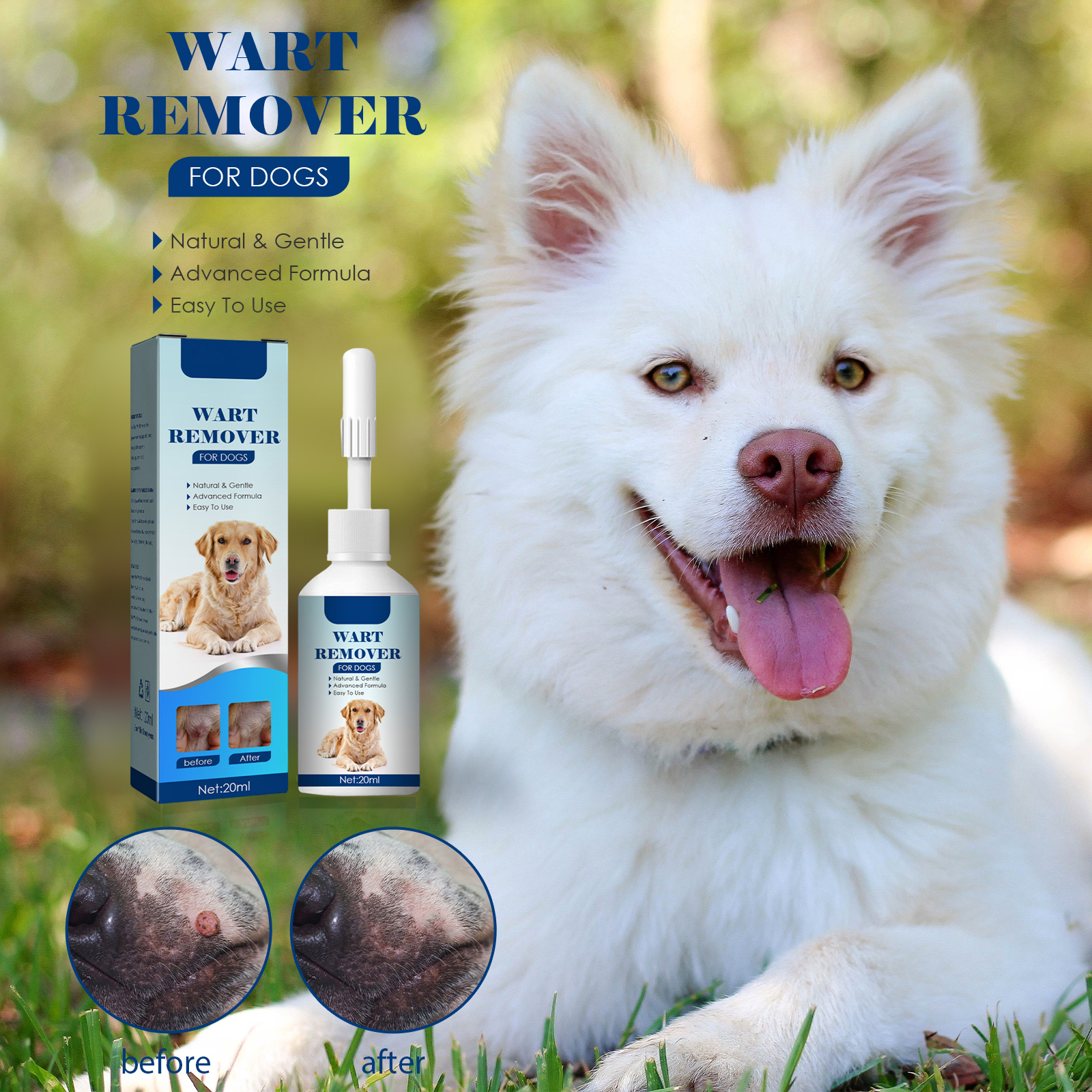 Solución limpiadora suave para verrugas de perros_voghion.com