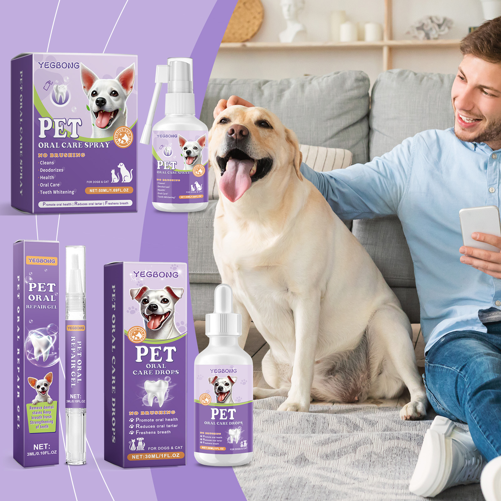 Munvårdsspray för hundar och katter för fräsch andedräkt_voghion.com