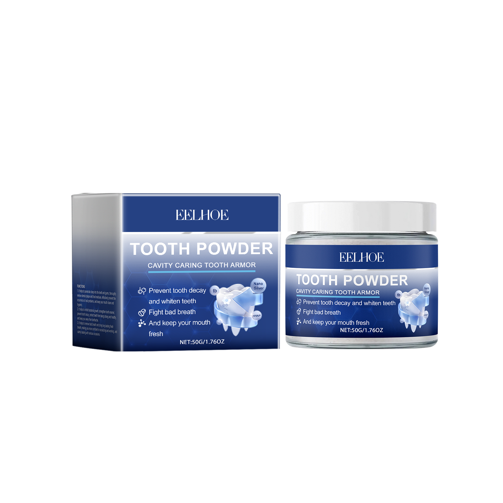 EELHOE Dental Powder Care Gums Fresh Breath Daily Gentle Cleaning Teeth Stains Yellow Powder_voghion.com