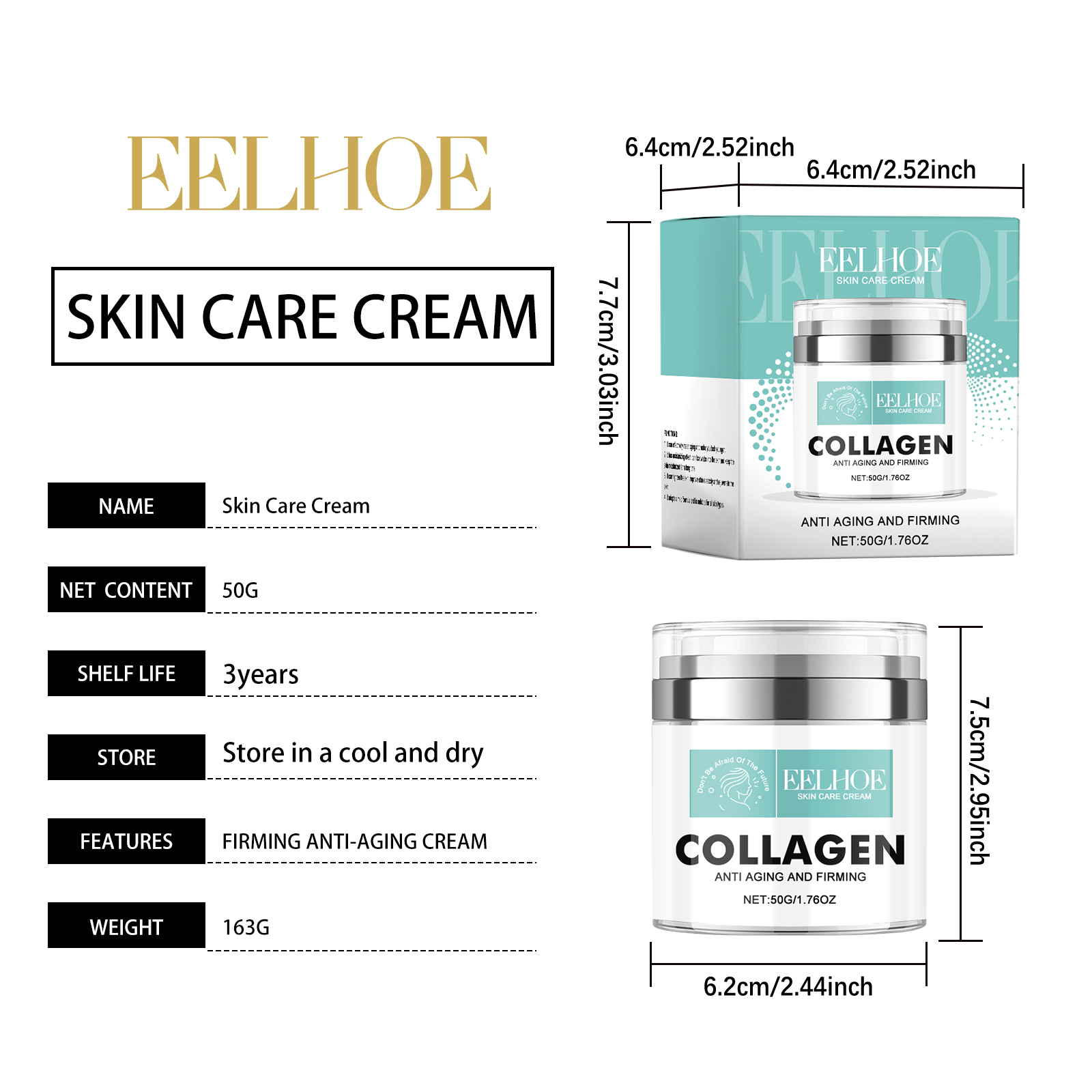 EELHOE Collagen Cream, A Daily Moisturizing Cream With Gentle Ingredients For Deep Moisturizing And Firming Skin_voghion.com