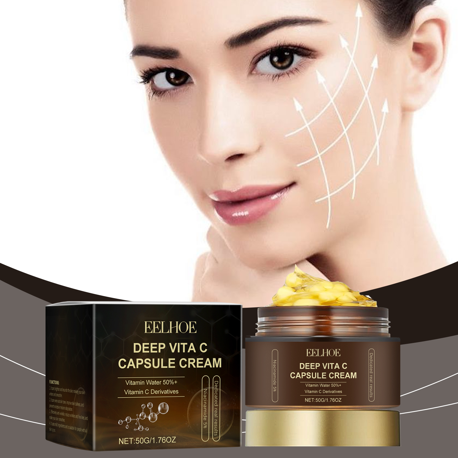 EELHOE Vitamin C Capsule Moisturizing Cream, Moisturizing And Nourishing Facial Skin Cream_voghion.com