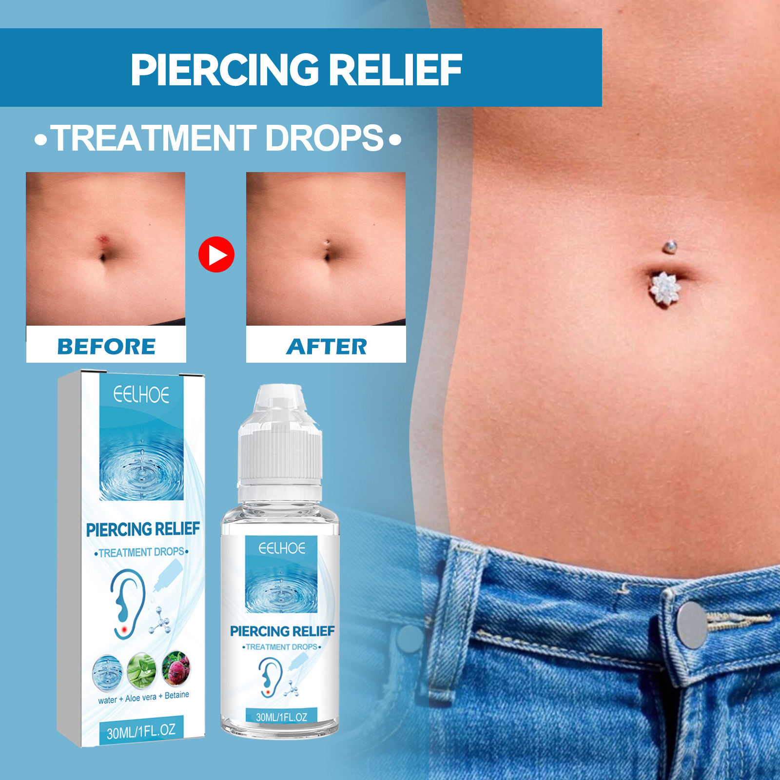 EELHOE Piercing Repair Drops For Ear Piercing Care Gently Relieves Piercing Lumps And Moisturizes Skin_voghion.com