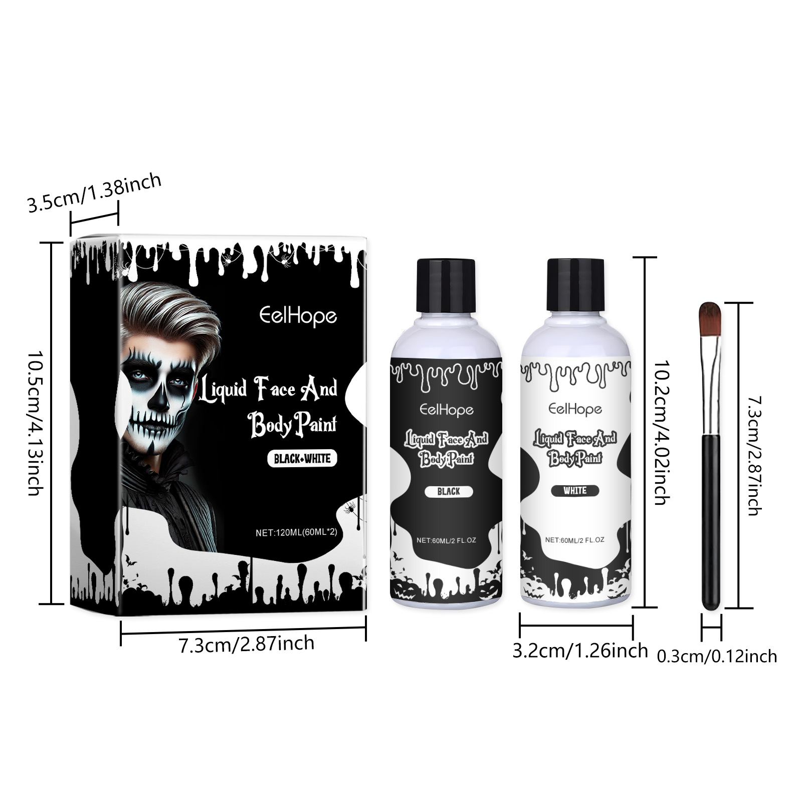 Eelhope Halloween Party Instant Dry Paint Solution, Paint Foundation Makeup Makeup Clown Colorful Paint Solution_voghion.com