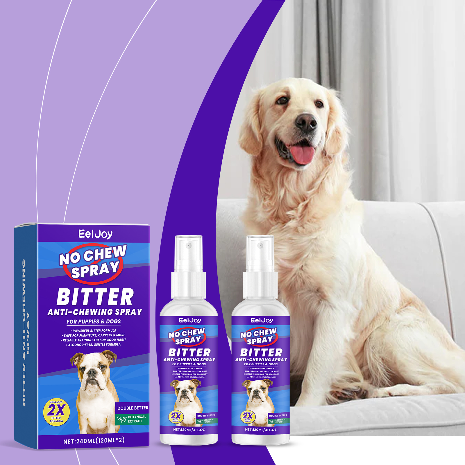EelJoy Pet Anti-Bite Chew Anti-Lick Bitter Behavior Training Dog Deterrent Spray_voghion.com
