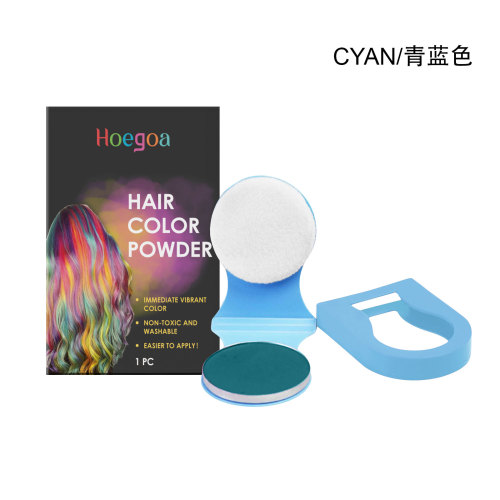 Hoegoa 染发粉饼（青蓝色）一抹上色轻松变化发色自然遮盖便捷舞会美发粉饼