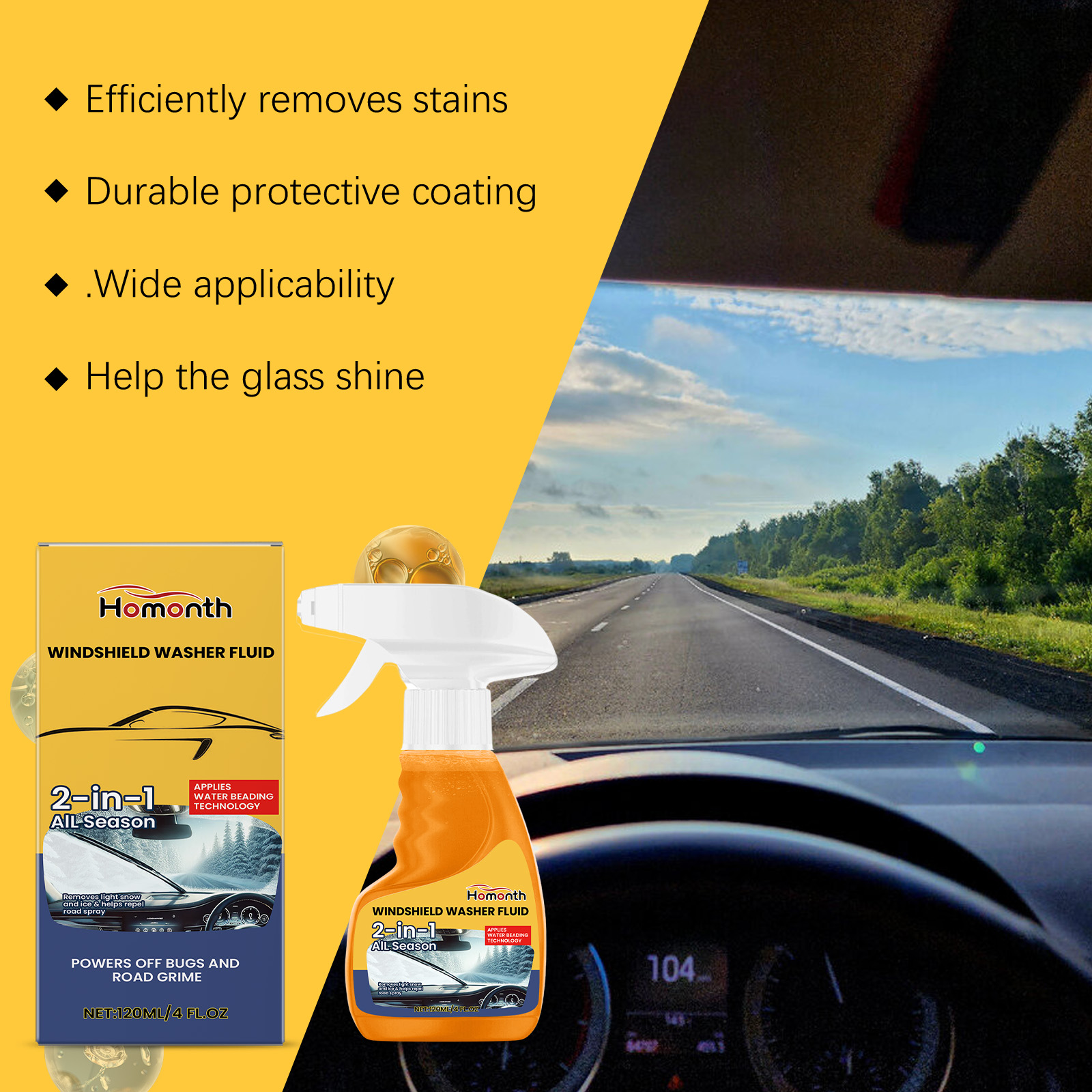 Homonth Windshield Cleaner Car Windshield Cleaner Window Decontamination Rain-Proof Cleaner_voghion.com