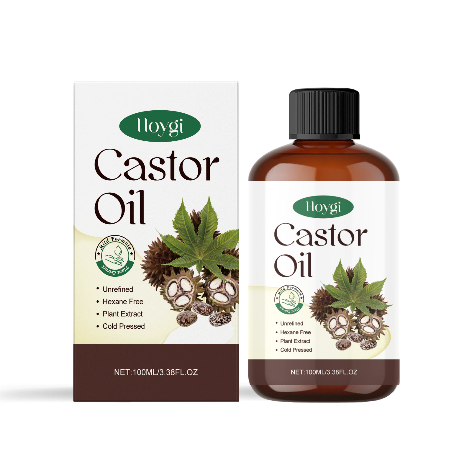 Hoygi Organic Castor Oil Body Skin Nourishing Hydrating Brows Hair Hydrating Massage Oil_voghion.com