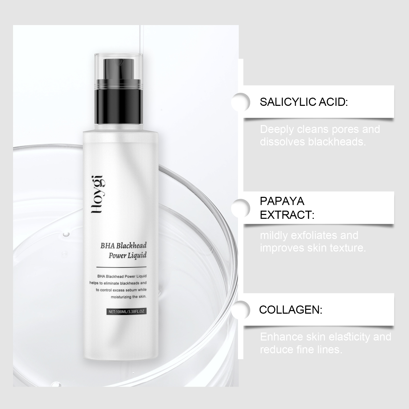 Hoygi Salicylic Acid Exfoliating Essence Moisturizes Facial Skin Pores, Hydrates And Nourifies_voghion.com