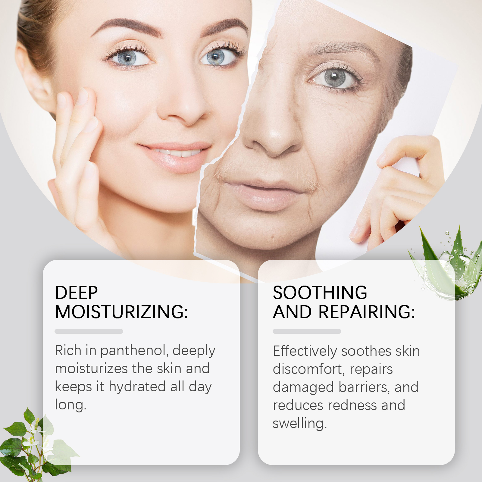 Hoygi Heart Leaf Moisturizing And Soothing Cream Relieves Dry Skin, Hydrates, Nourishes And Restores Skin Elasticity_voghion.com