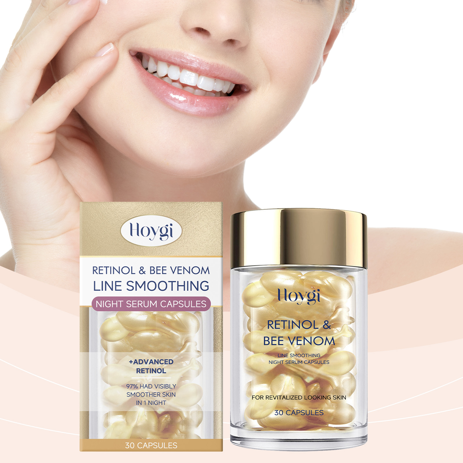 Hoygi Retinol Beesvenom Face Capsule Gently Moisturizes Facial Skin, Firming And Improving Skin Quality Hydrating Capsule_voghion.com