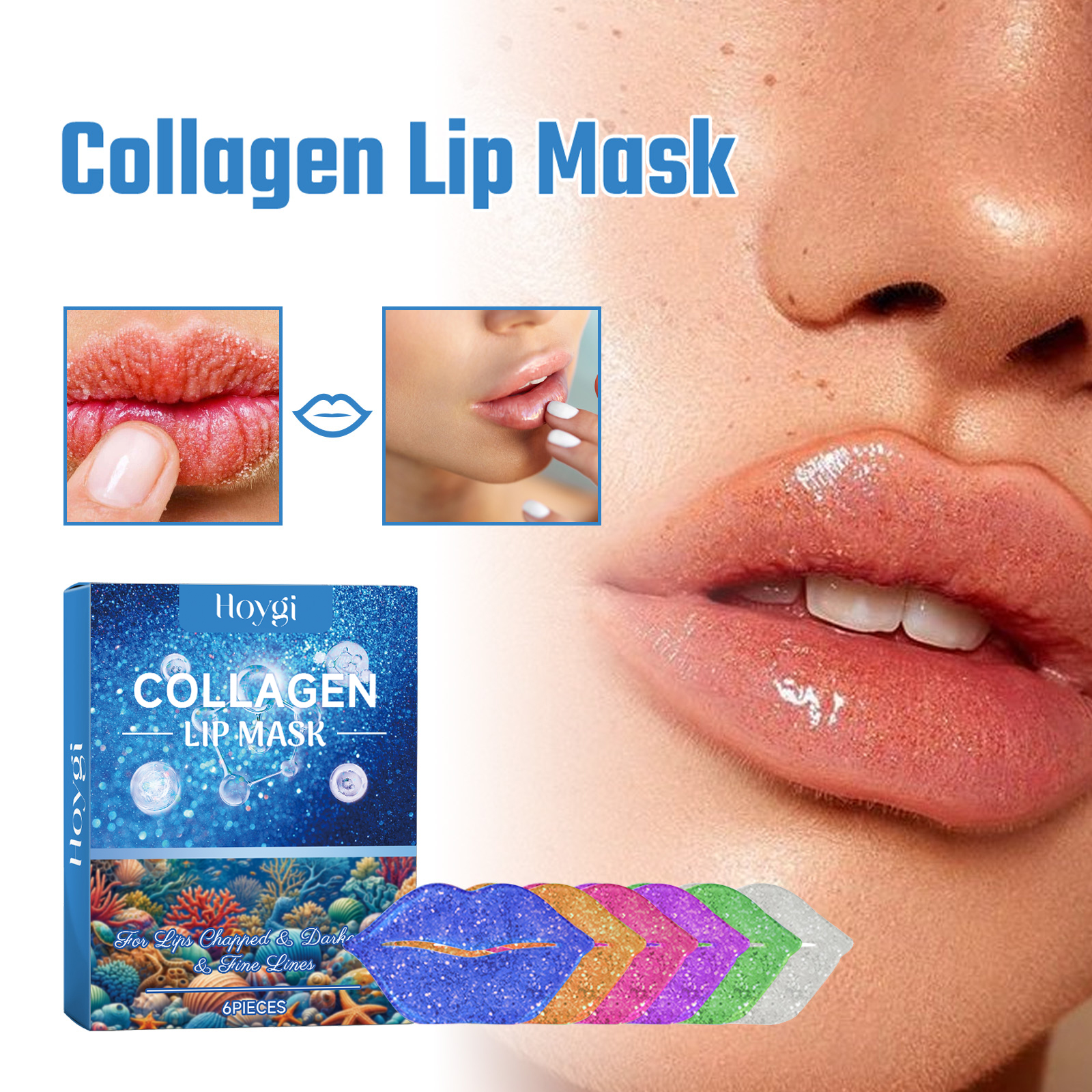 Hoygi Collagen Lip Mask Fade Lip Lines, Remove Dead Skin, Prevent Dry And Crack, Moisturize And Care Lip Mask_voghion.com