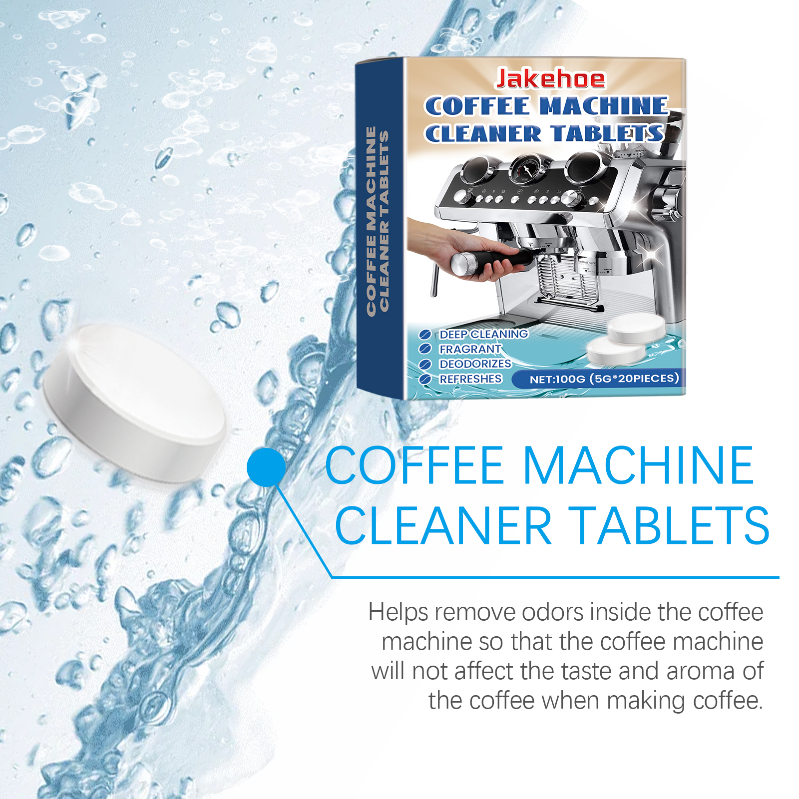 Jakehoe Coffee Machine Descaling Cleaning Tablets, Dirt And Oil Stains Clean Keep Kitchen Equipment Sanitary Effervescent Tablets_voghion.com