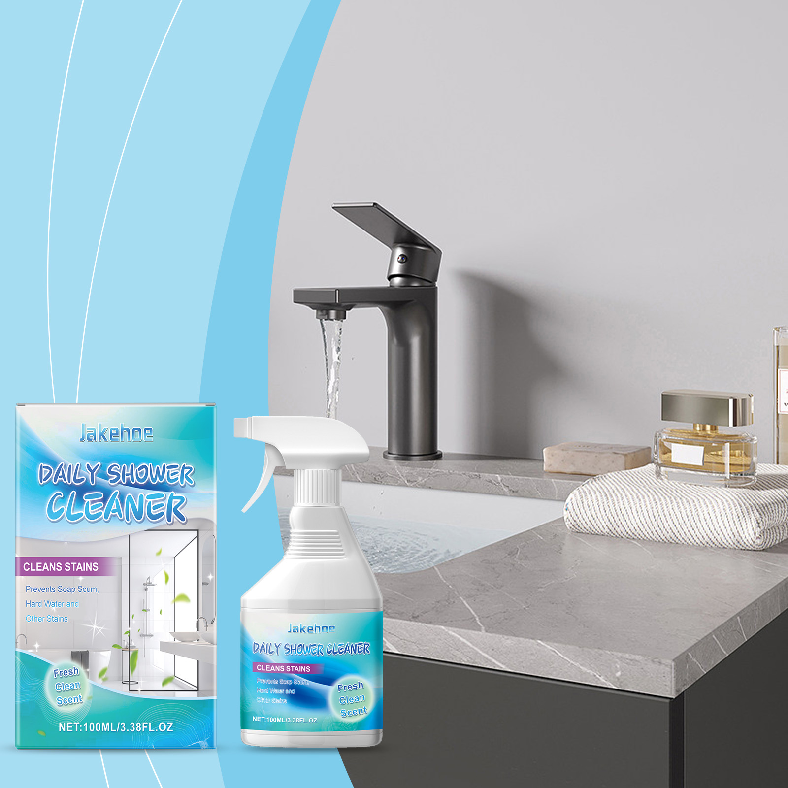 Jakehoe Shower Cleaner, Toilet Toilet Tub Wash Basin Tile Decontamination Cleaning Spray_voghion.com