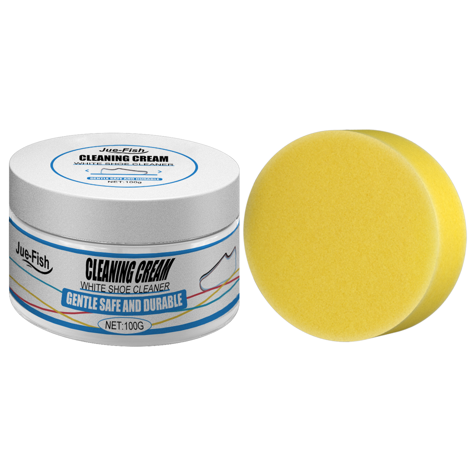 Jue-Fish No-Rinse White Shoe Cleaner Cream - Powerful Stain Removal, Shoe Surface Protection