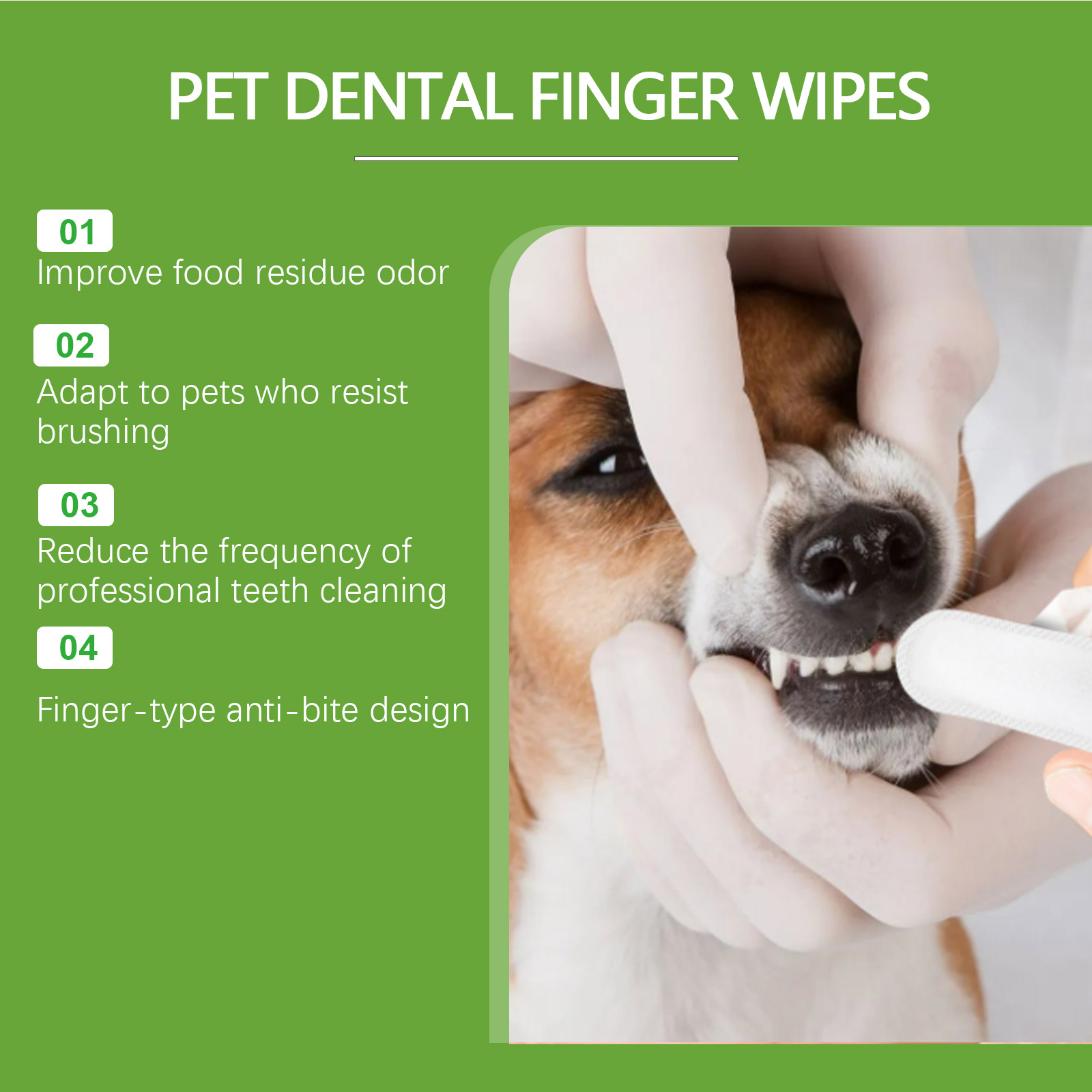 Toallitas para dedo para limpieza de dientes de perro y gato_voghion.com