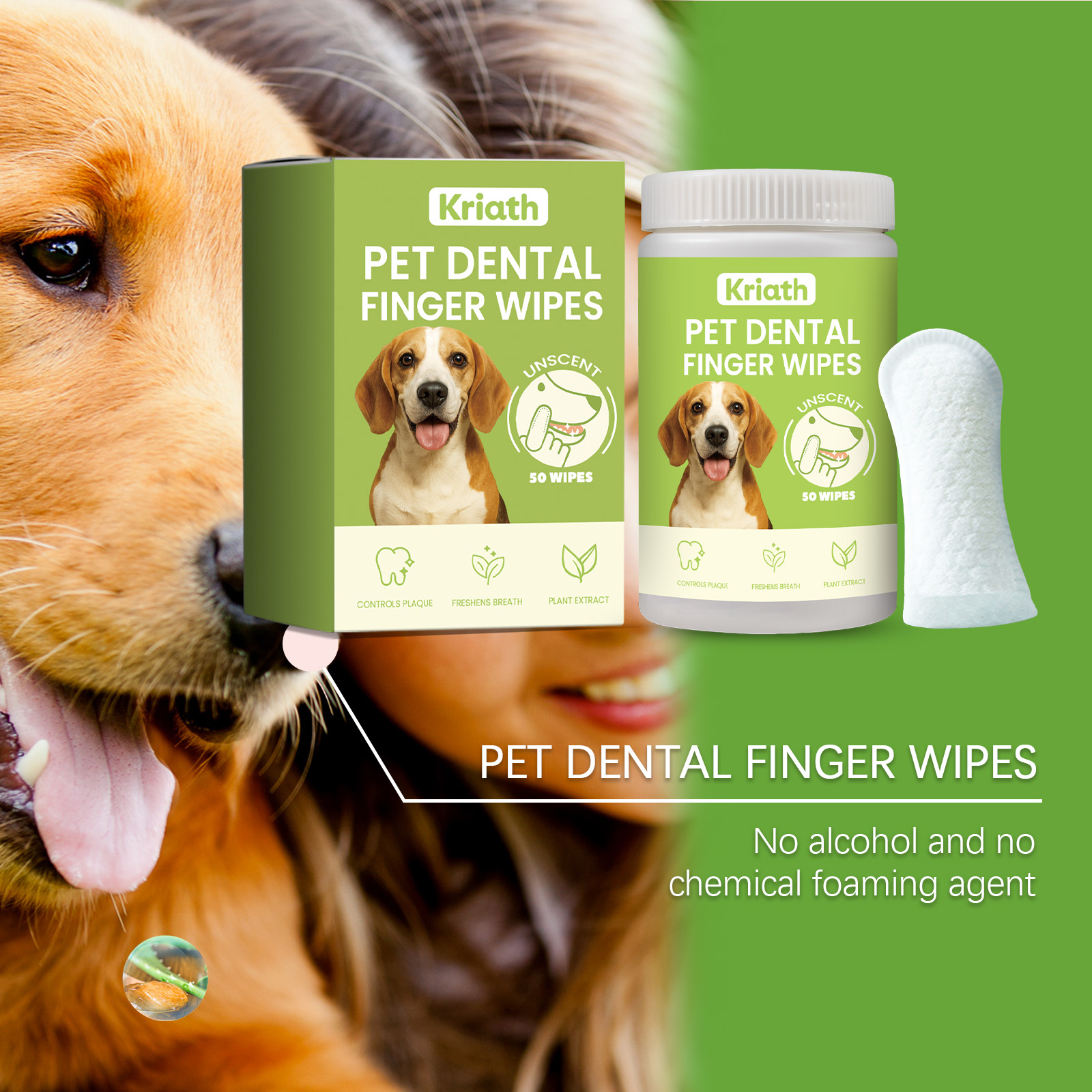 Toallitas para dedo para limpieza de dientes de perro y gato_voghion.com