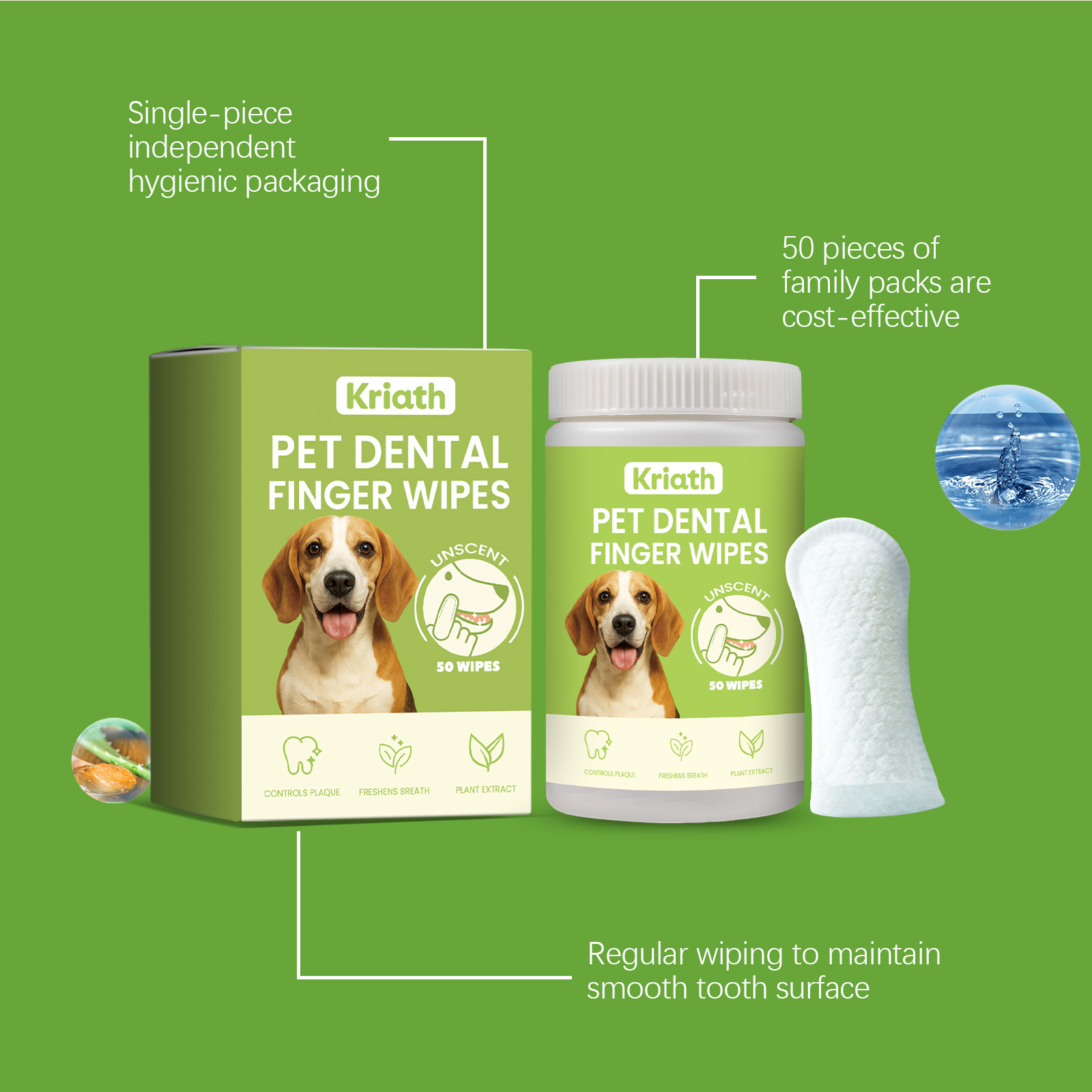Toallitas para dedo para limpieza de dientes de perro y gato_voghion.com