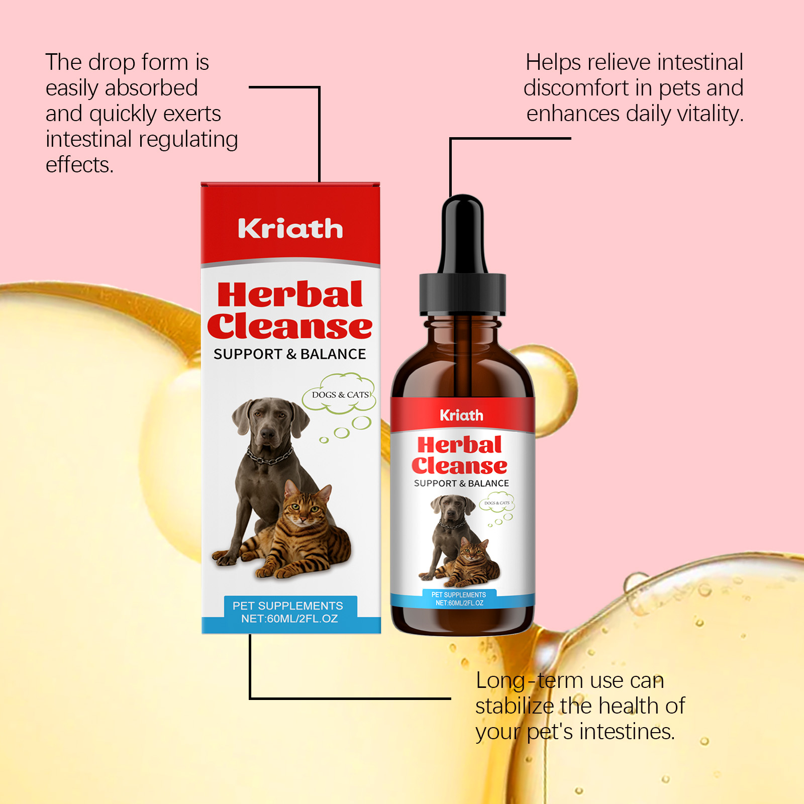 Kriath Cat And Dog Pet Body Nourishing Gentle Care Comfort Drops_voghion.com