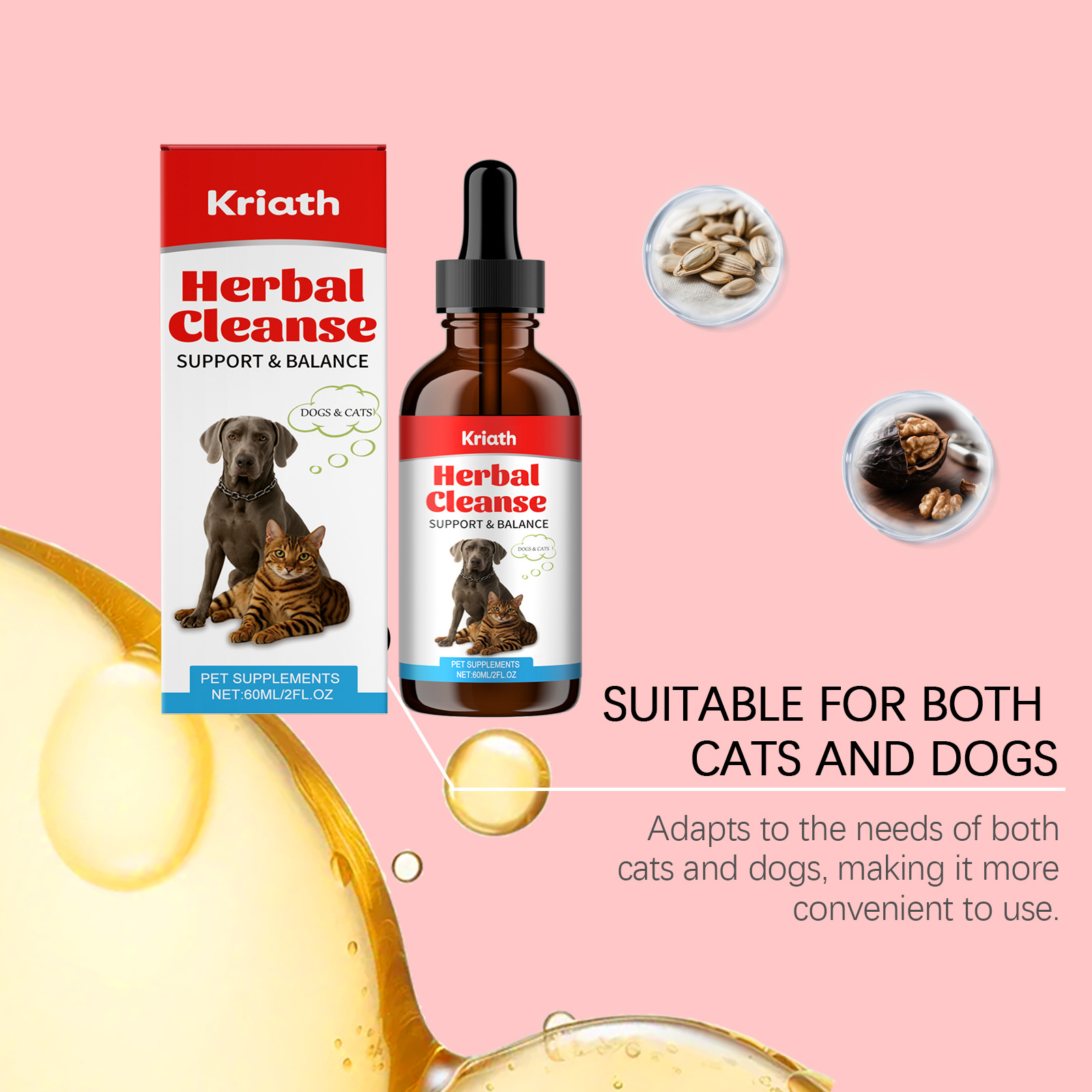 Kriath Cat And Dog Pet Body Nourishing Gentle Care Comfort Drops_voghion.com