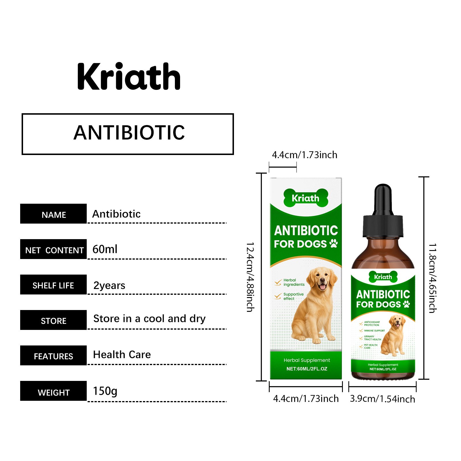 Kriath Dog Gentle, integratore nutrizionale per la cura del corpo degli animali domestici, gocce_voghion.com
