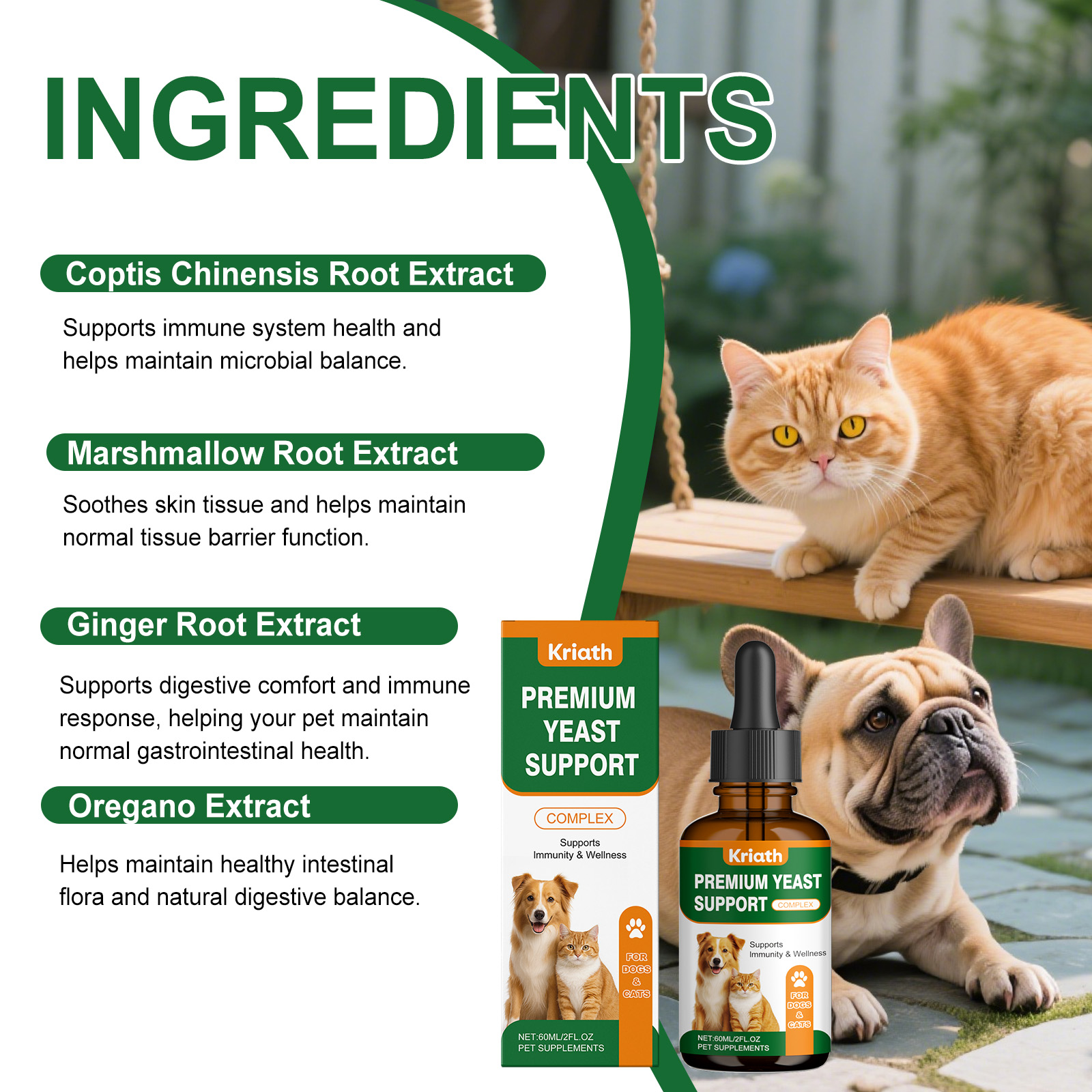 Kriath Pet - Cuidado Diário Suave para Desconforto de Pele em Animais de Estimação - Gotas Fáceis de Usar_voghion.com