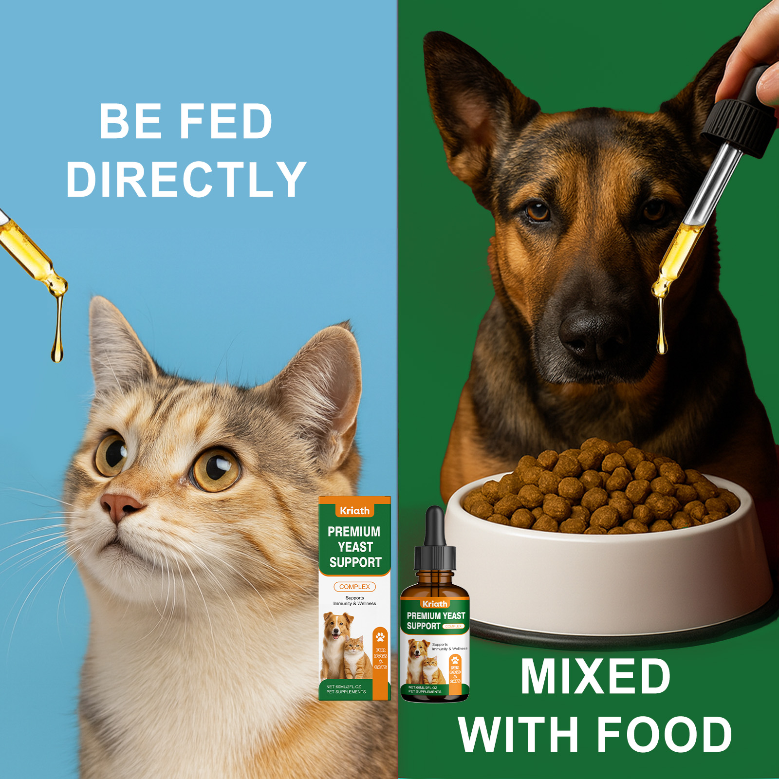 Kriath Pet - Cuidado Diário Suave para Desconforto de Pele em Animais de Estimação - Gotas Fáceis de Usar_voghion.com