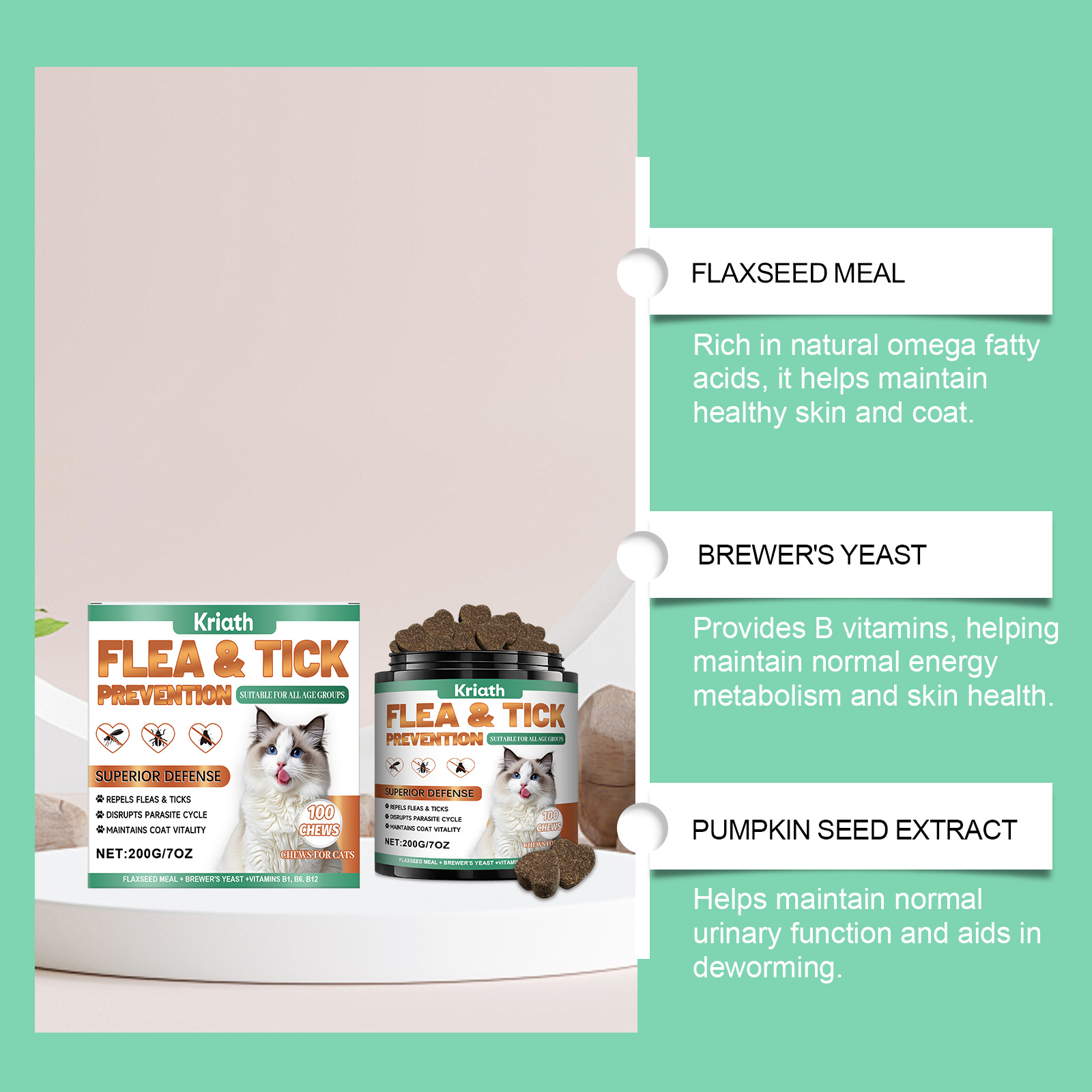 Cat Chewable Tablets For Glossy Fur And Daily Pet Skin Support_voghion.com