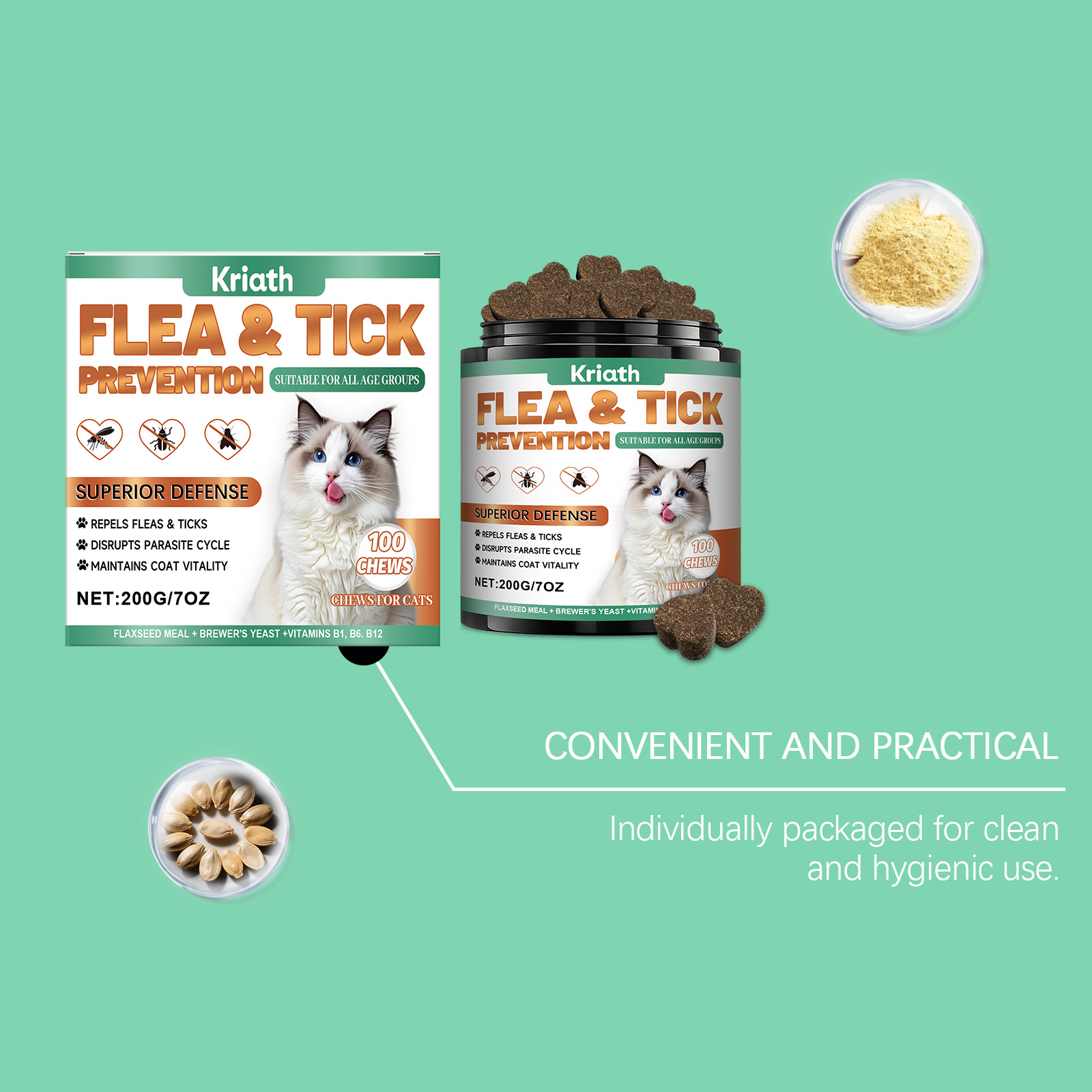 Cat Chewable Tablets For Glossy Fur And Daily Pet Skin Support_voghion.com