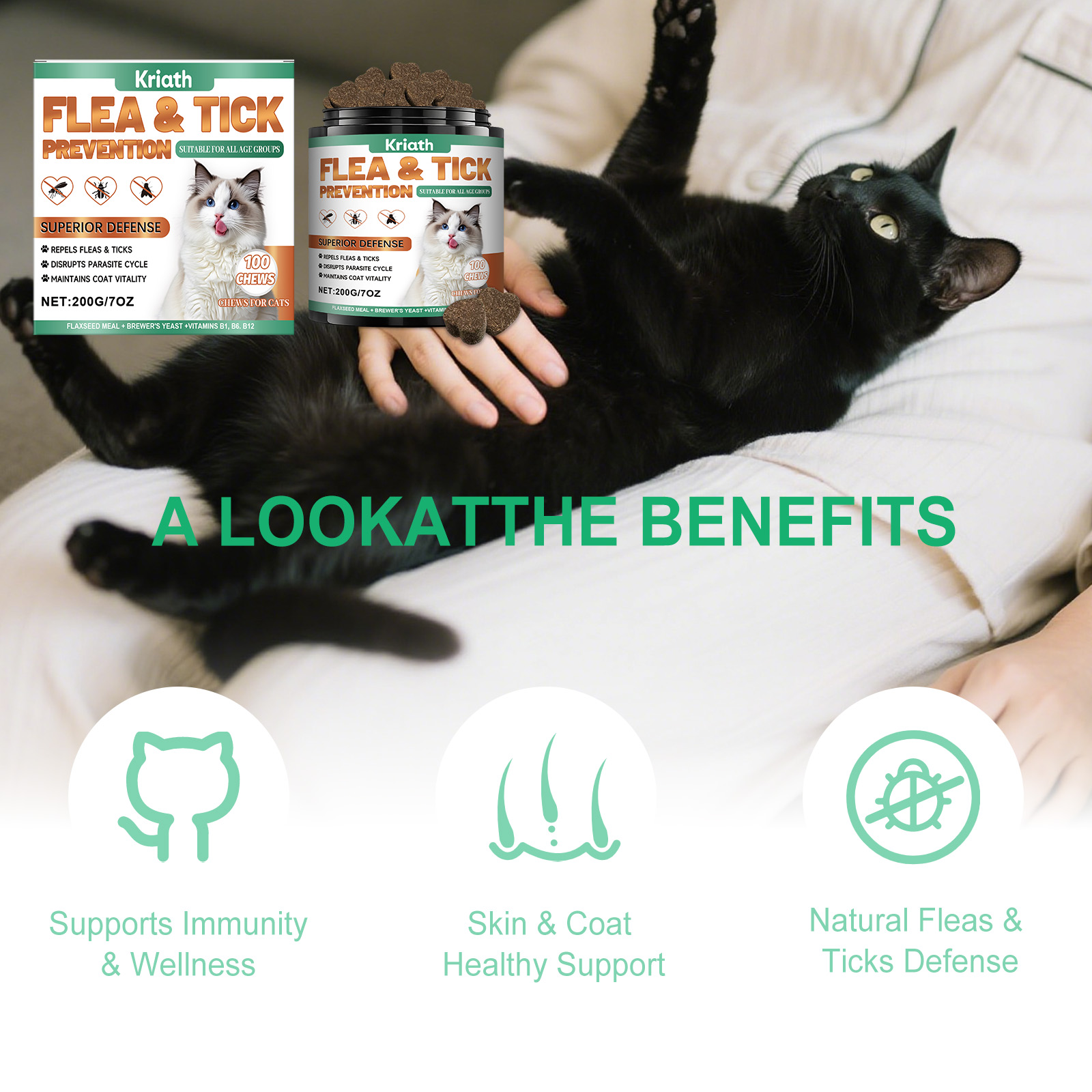 Cat Chewable Tablets For Glossy Fur And Daily Pet Skin Support_voghion.com