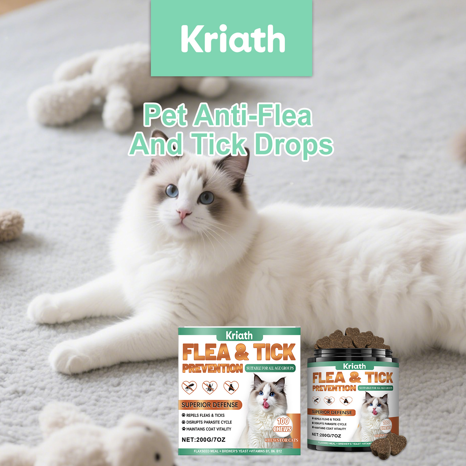 Cat Chewable Tablets For Glossy Fur And Daily Pet Skin Support_voghion.com