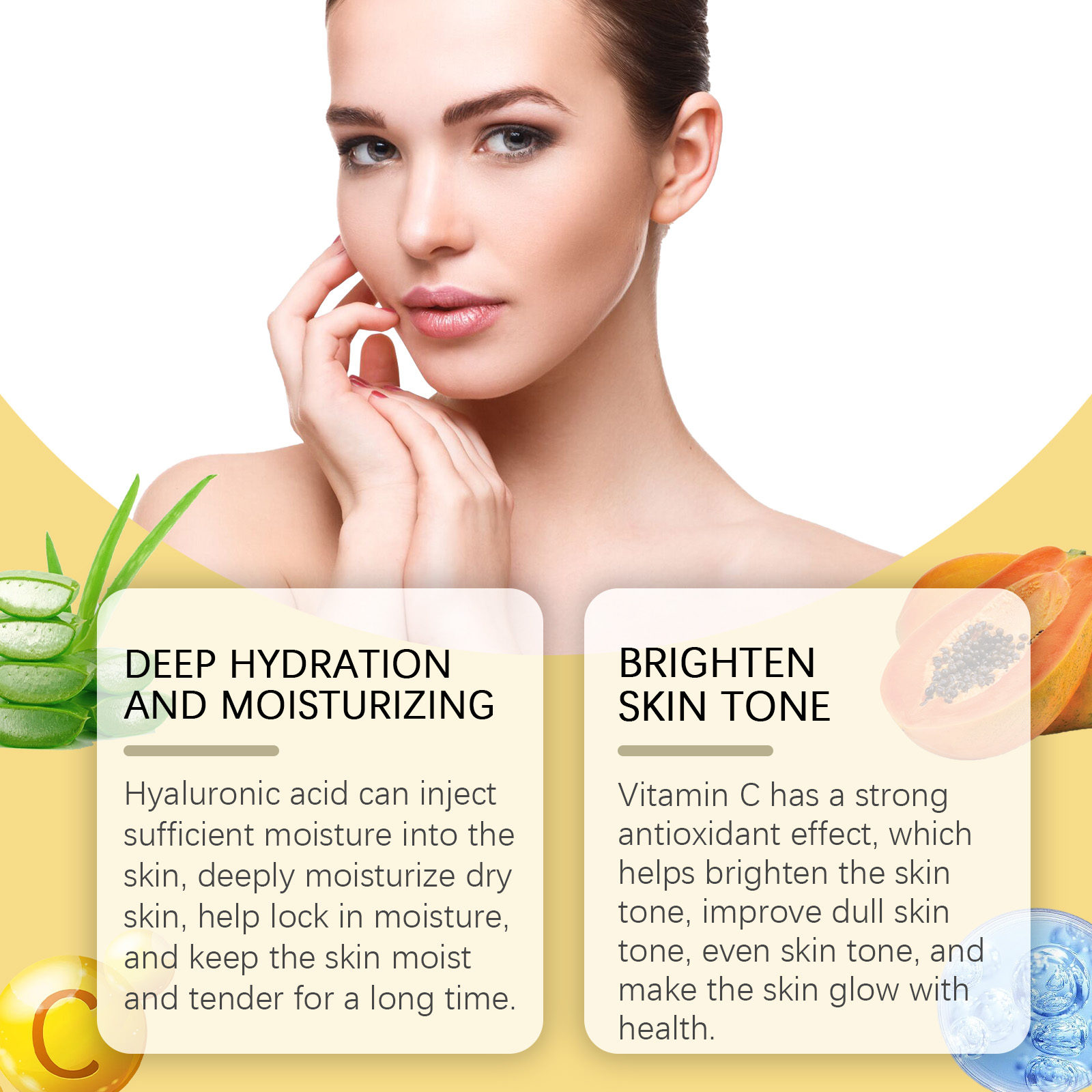 OUHOE Vitamin C Facial Essence, Hydrating And Moisturizing Facial Care, Soft And Smooth Improve Skin Moisturizing Essence_voghion.com