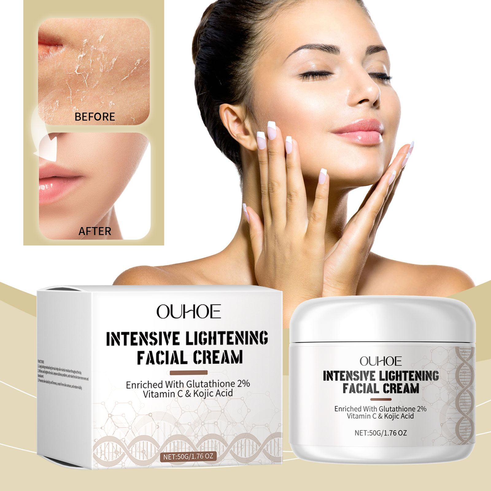 OUHOE Facial Moisturizer Moisturizing Brightening Lighten Fine Lines Firming, Smoothing And Nourishing Facial Skin Cream_voghion.com