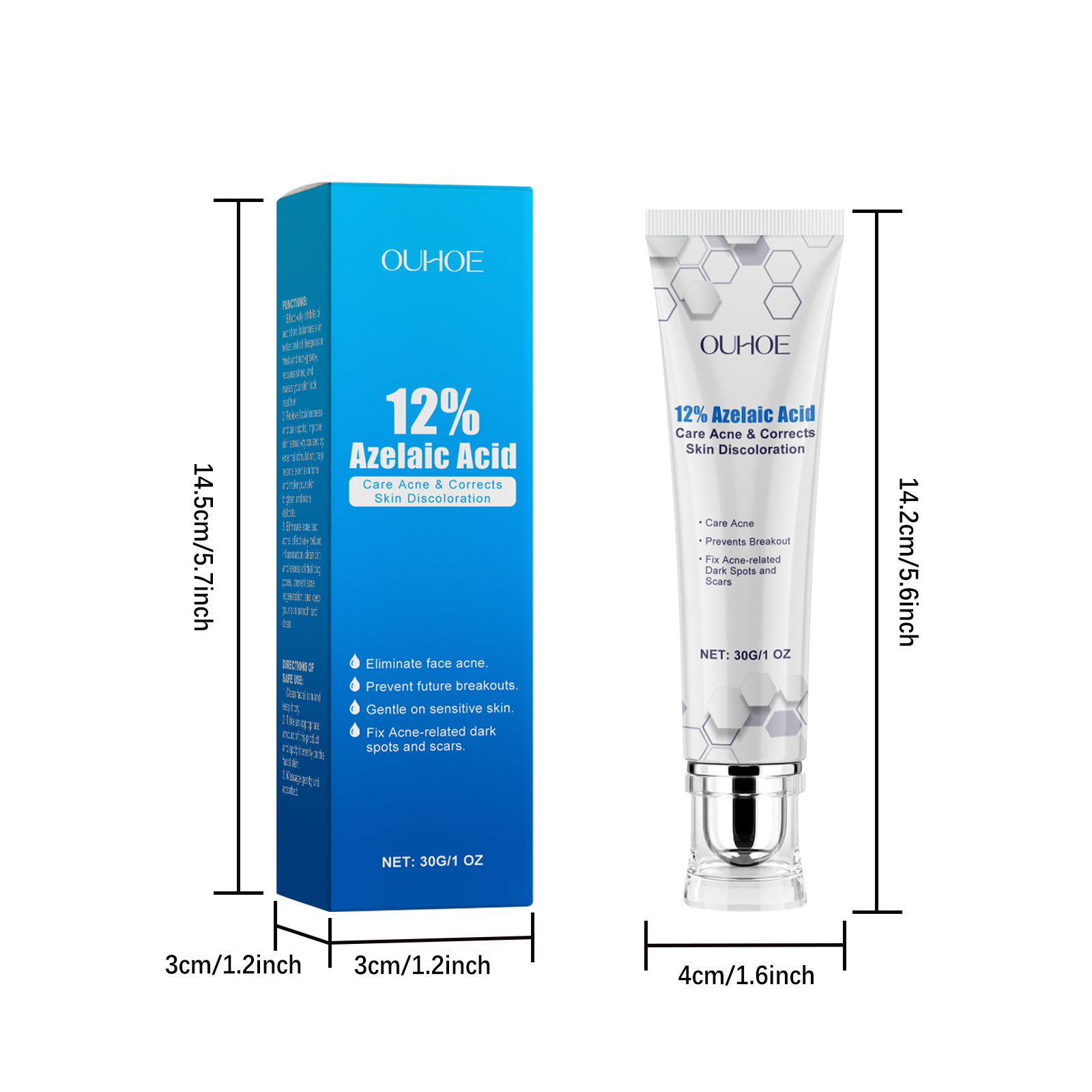 OUHOE Azelaic Acid Acne Cleansing Cream Gently Moisturizes And Moisturizes Skin, Hydrates And Balances Oil And Acne_voghion.com