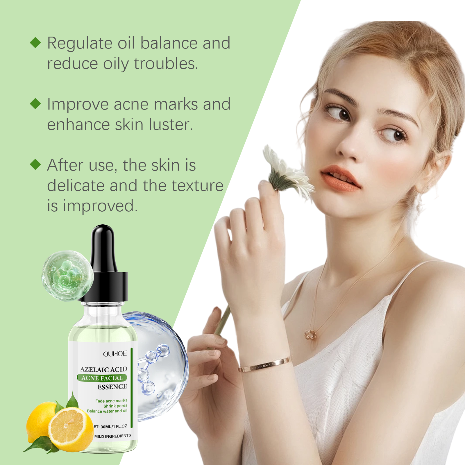 OUHOE Azelaic Acid Treatment Liquid Repair And Moisturize Acne Skin, Clear Pores And Moisturize Skin Care Essence_voghion.com