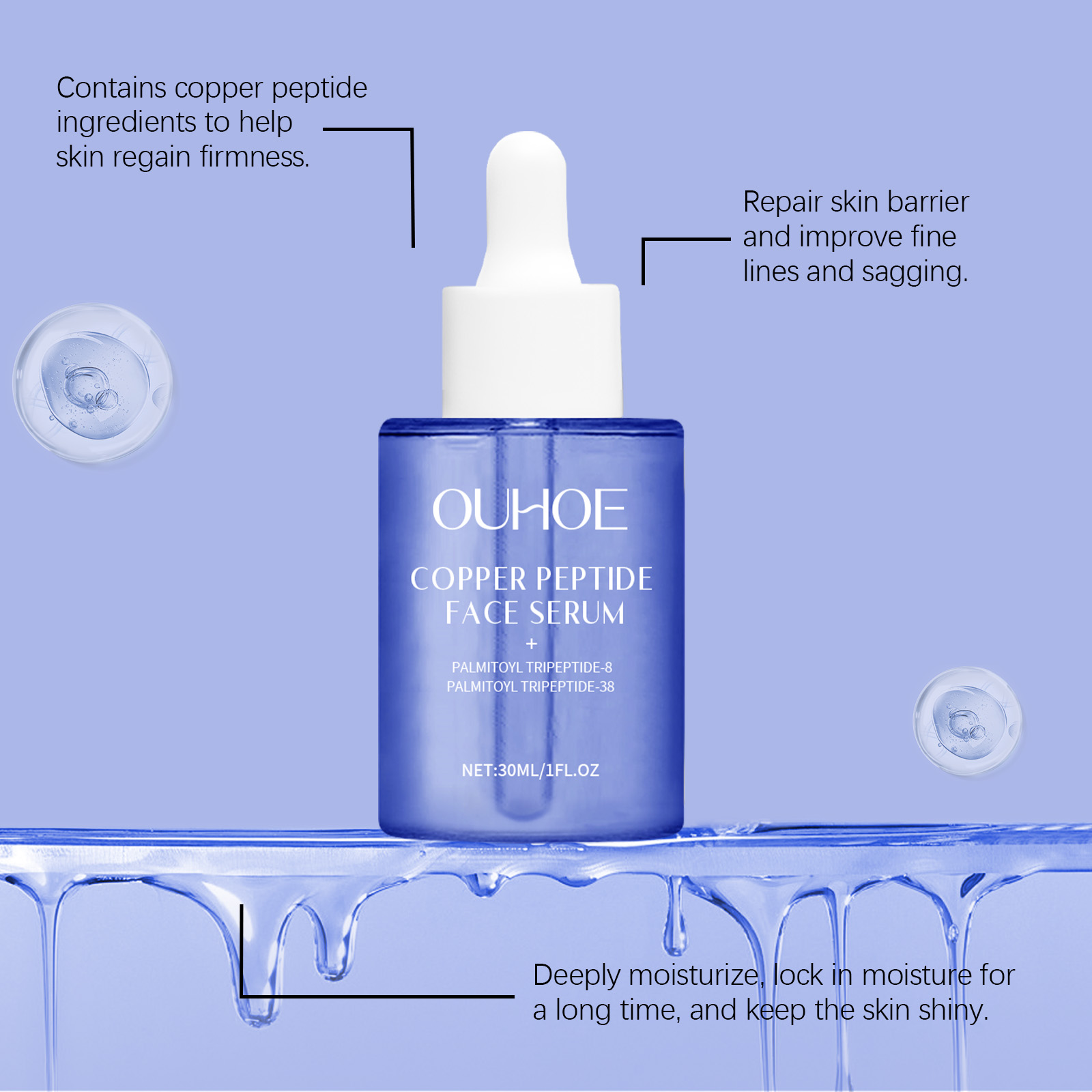 OUHOE Copper Peptide Facial Essence Hydrates, Nourishes, Nourishes, And Smoothen Facial Skin_voghion.com